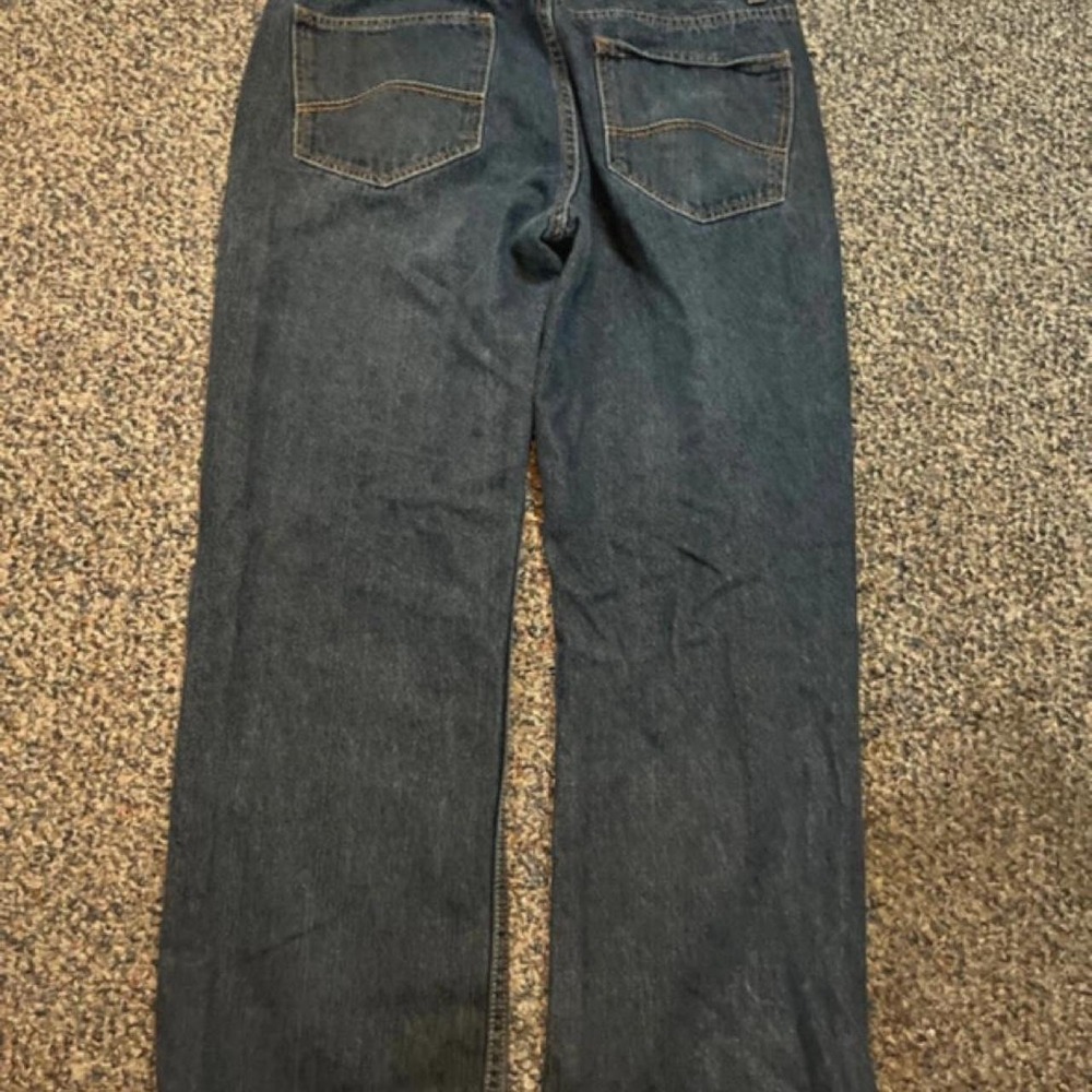 Y2K mens straight leg dark wash jeans pocket detail